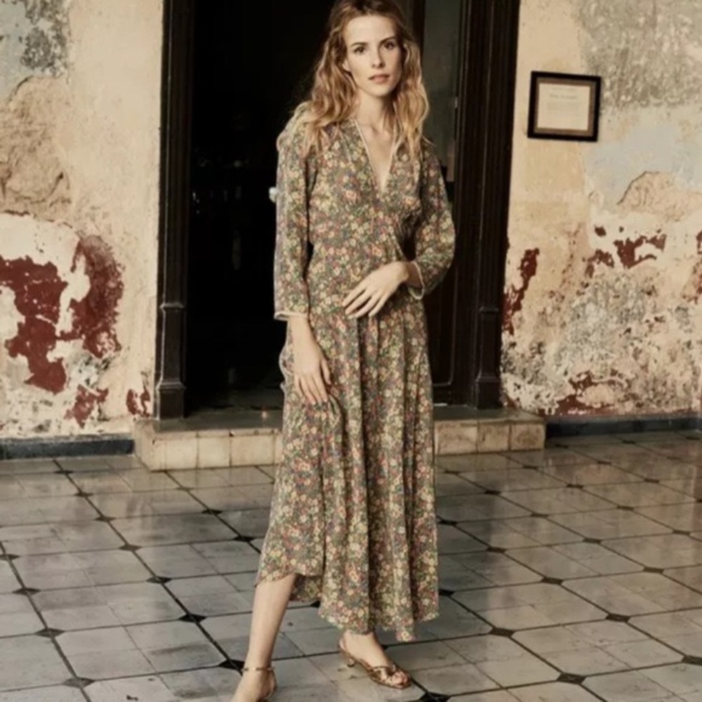 Doen Catskill Dress Green Valley Floral Size S